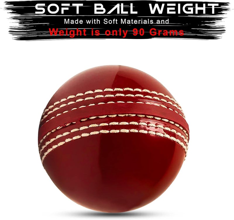 SialPro Soft Cricket Rubber Ball Set Indoor/Outdoor Play for Junior Youth Adult Training, Coaching, Practice Excellent Bounce with Durable Traditional Seams Stitched - Image 4